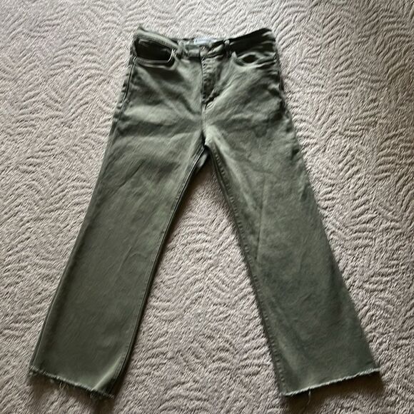 Mango Sienna flared cropped jeans size 10 In Army Green - Picture 13 of 15
